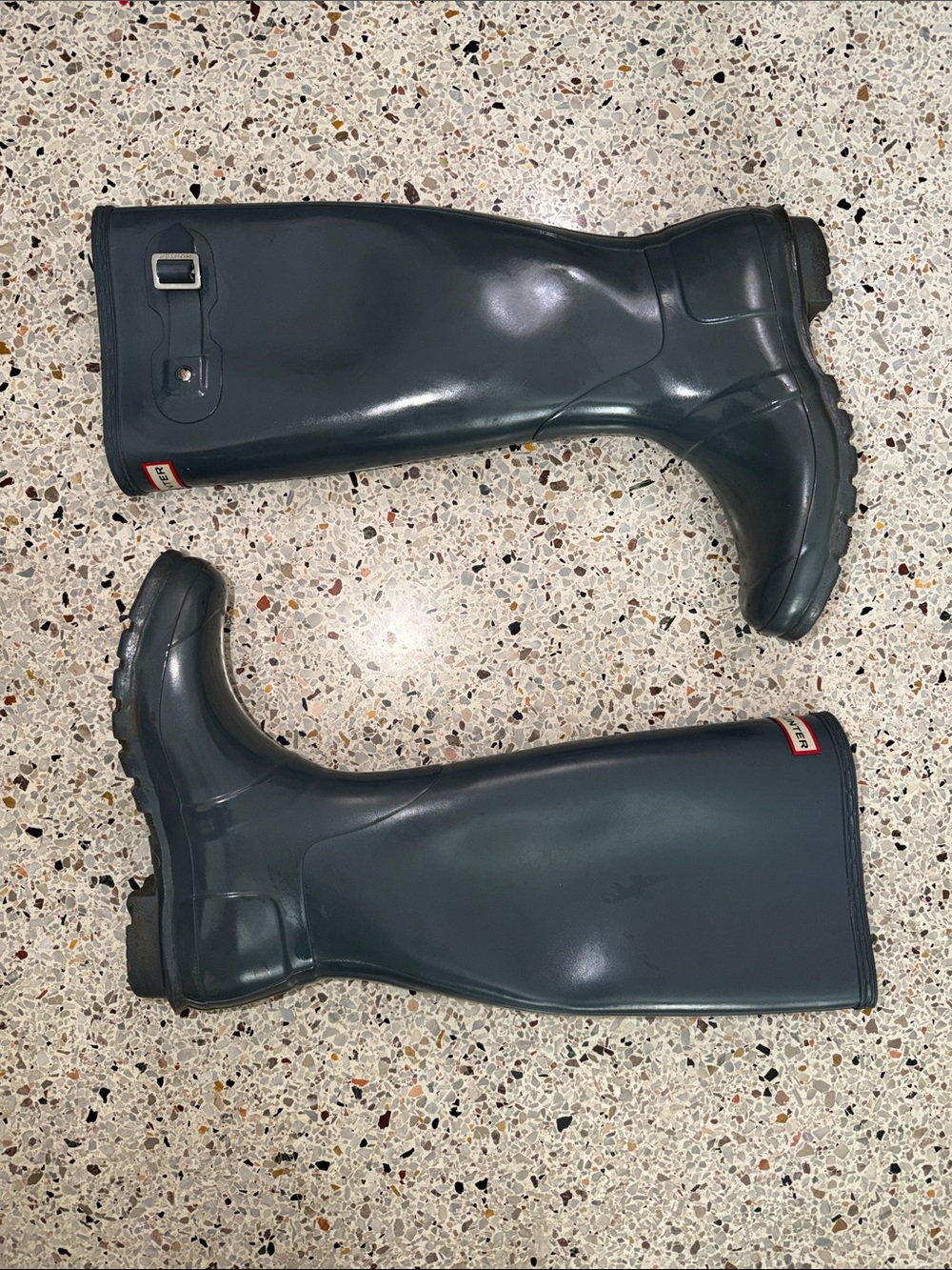 Hunter slate gray gray tall rain boots US 8